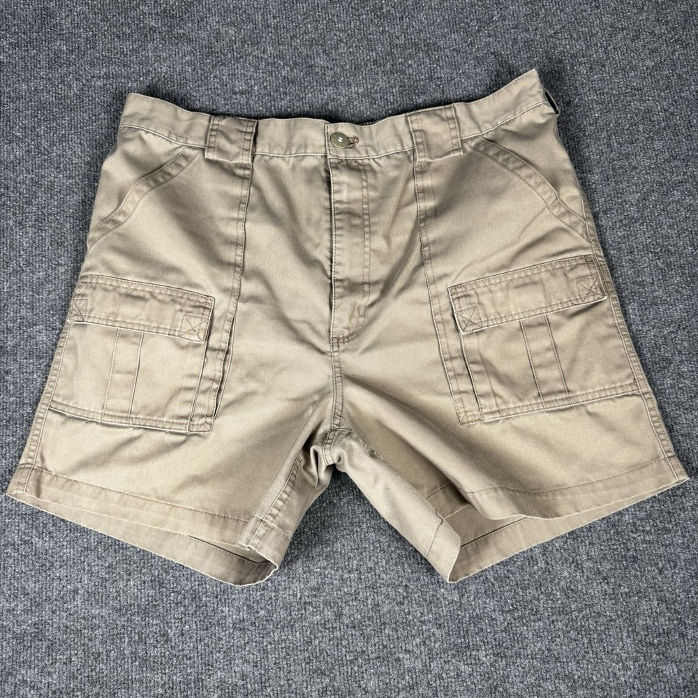 Vintage Weekender Shorts Mens 38 Tan Cotton 90s Dad Shorts Cargo Y2K Khaki Beige